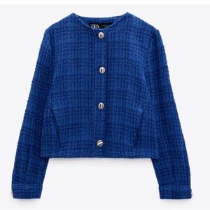 Zara Royal Blue Textured Jacket